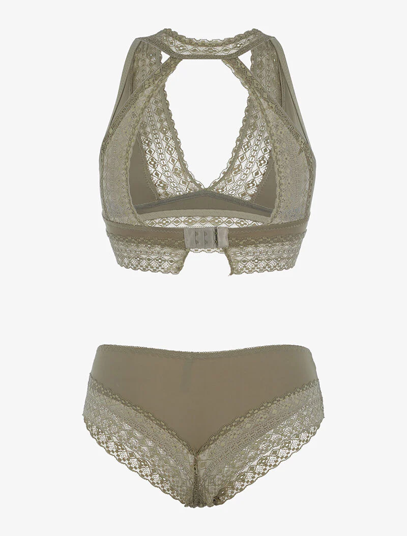 Set van bustier bh zonder beugels - licht kaki - Image 2