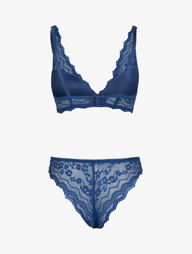 Set push-up bh in bloemenkant - elektrisch blauw - Image 2