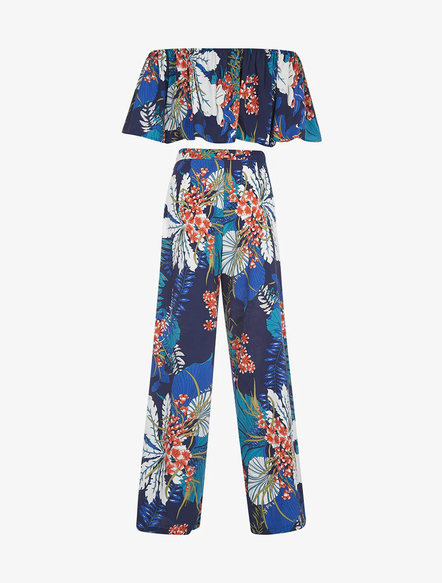 Crop-top en broek met print - marine - Image 2