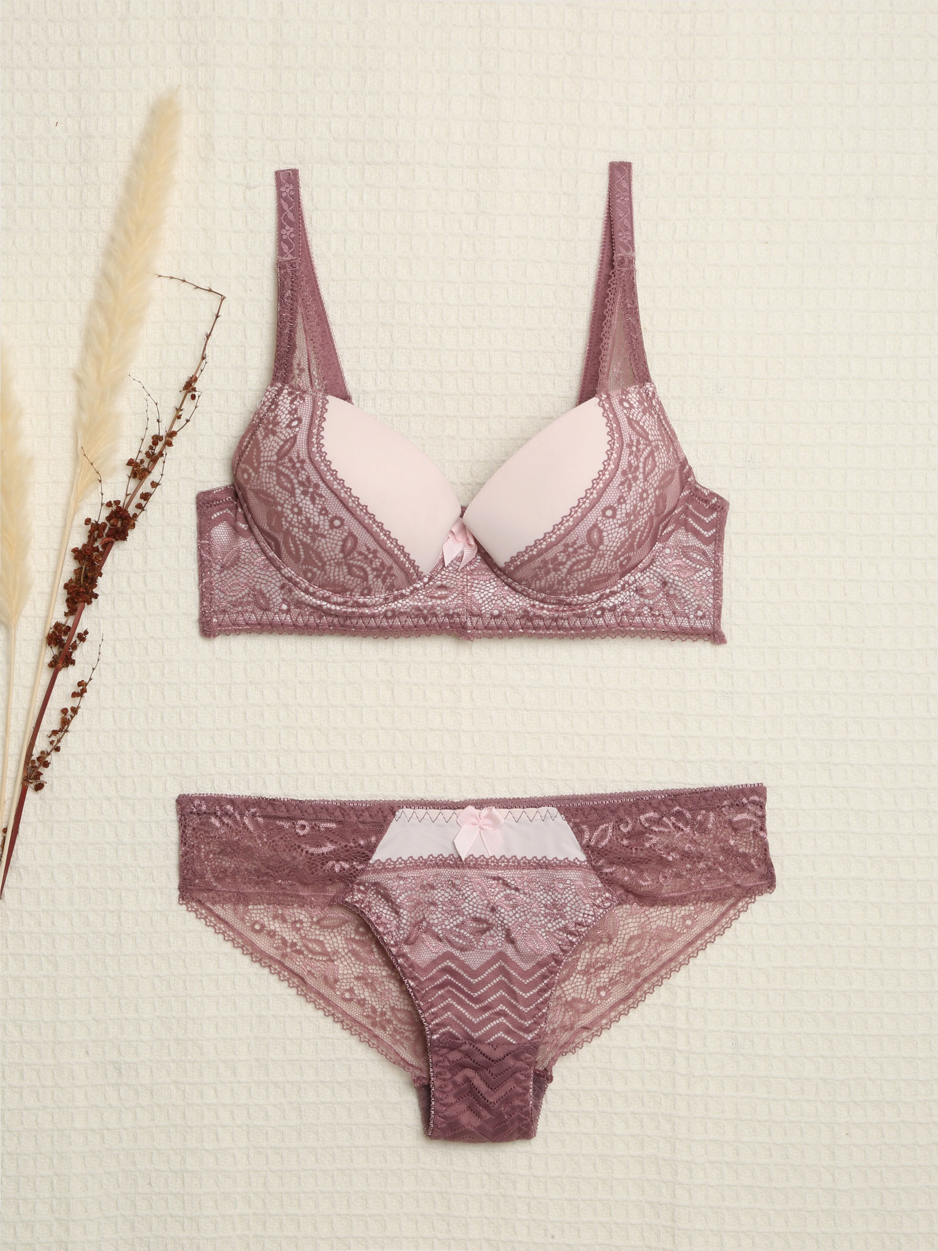 Kant en zigzag set - Roze parma
