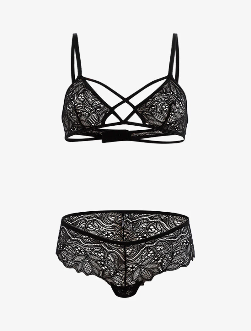 Set in openwork kant - zwart - Image 2