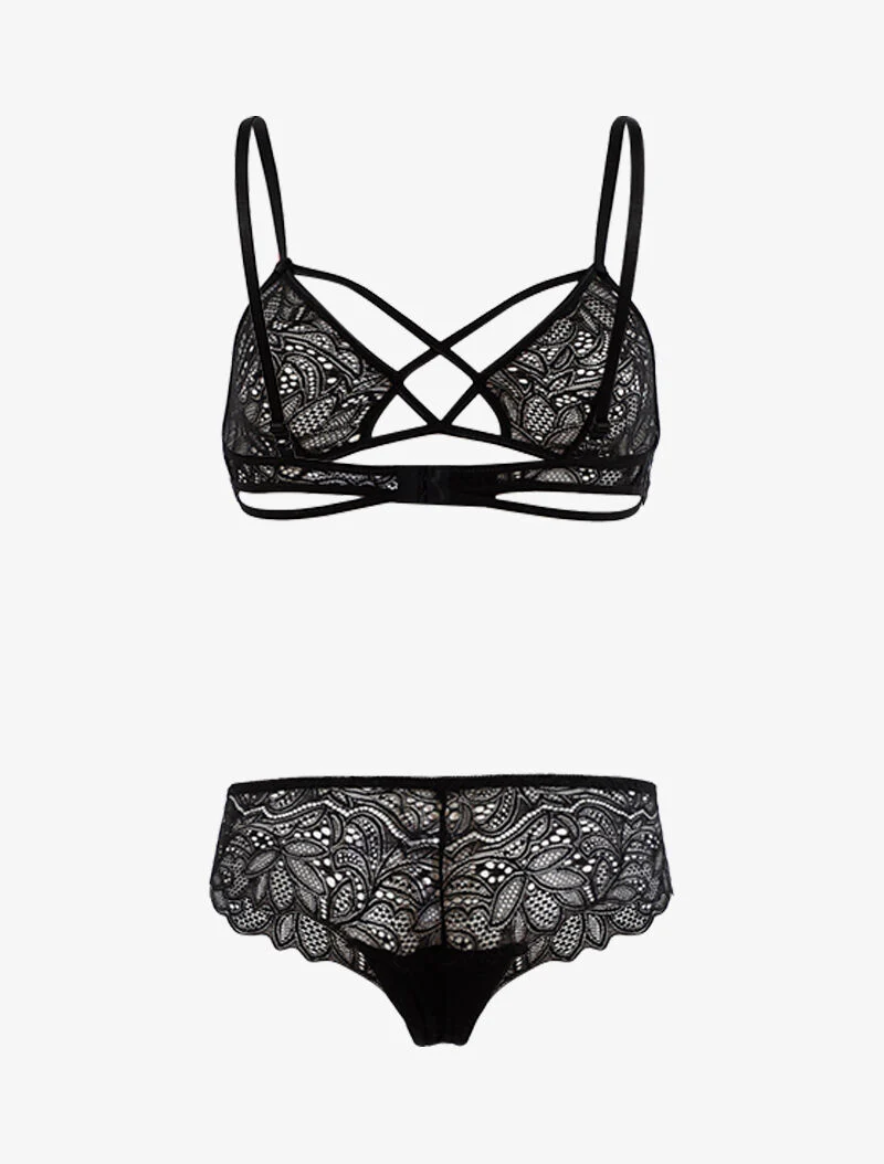 Set in openwork kant - zwart - Image 4