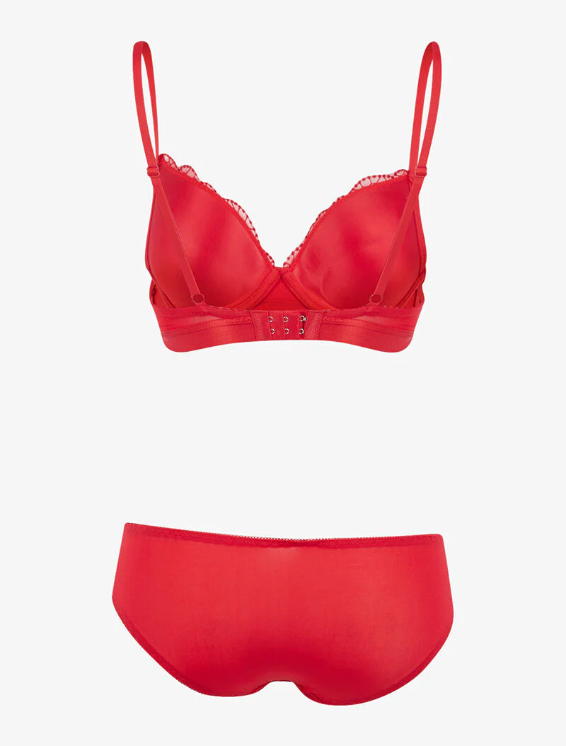 Set met geborduurd bloemenstuk - rood - Image 2