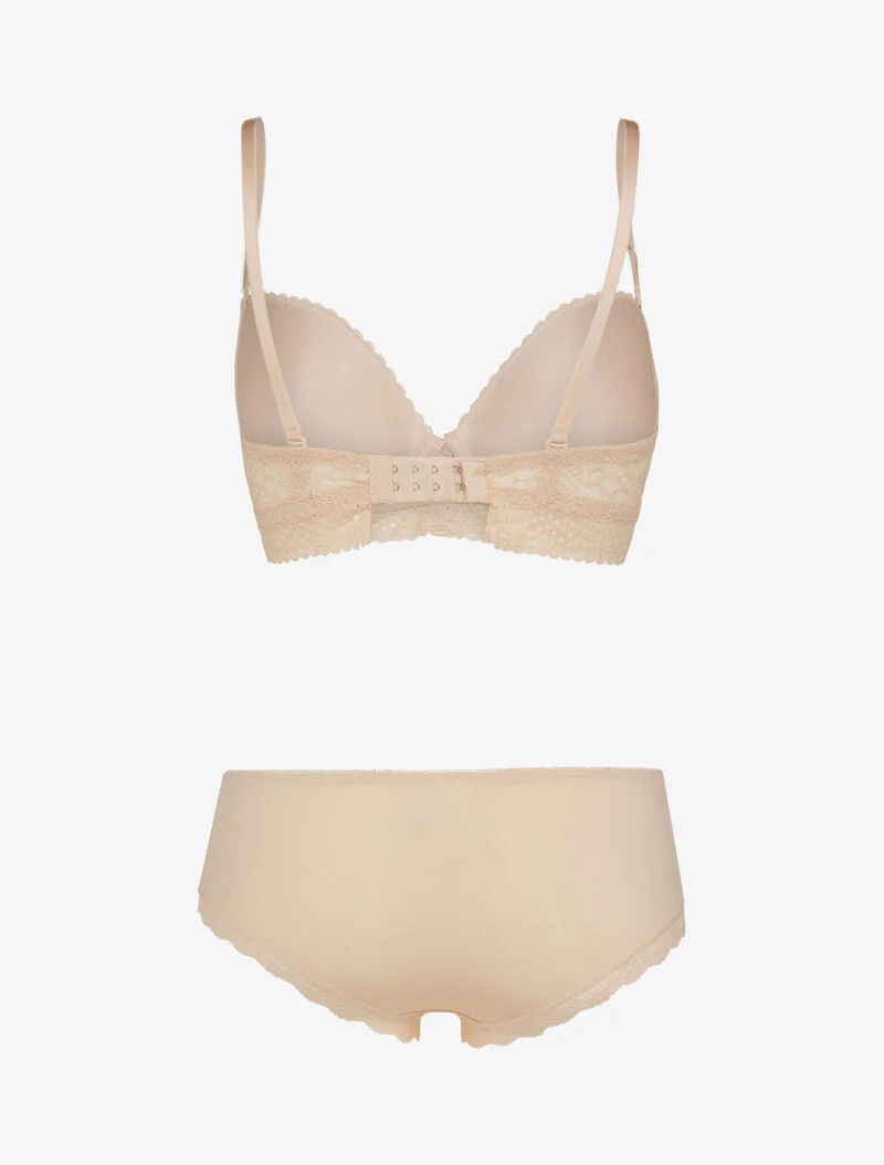 Set met geborduurde bloemen - beige - Image 2