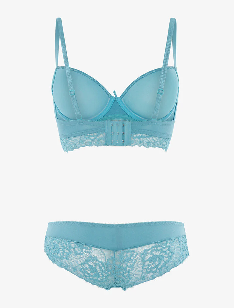 Set met kanten rand en slip - turquoise - Image 2