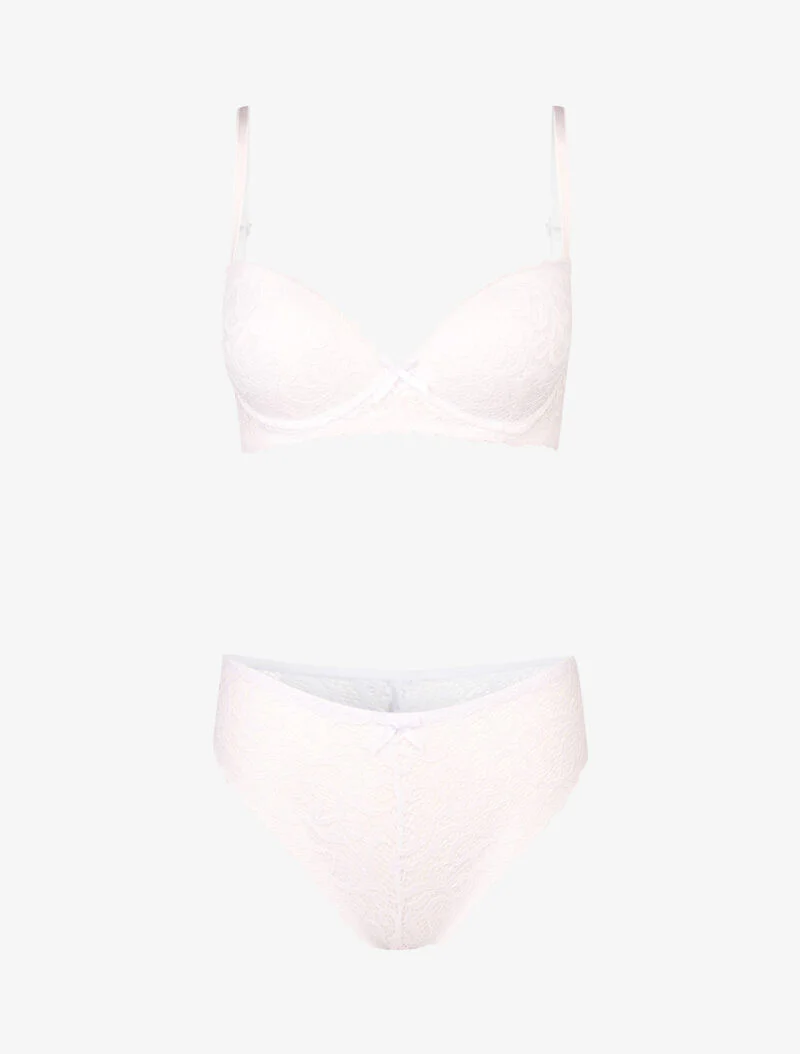 Kant gestileerde push-up set - wit