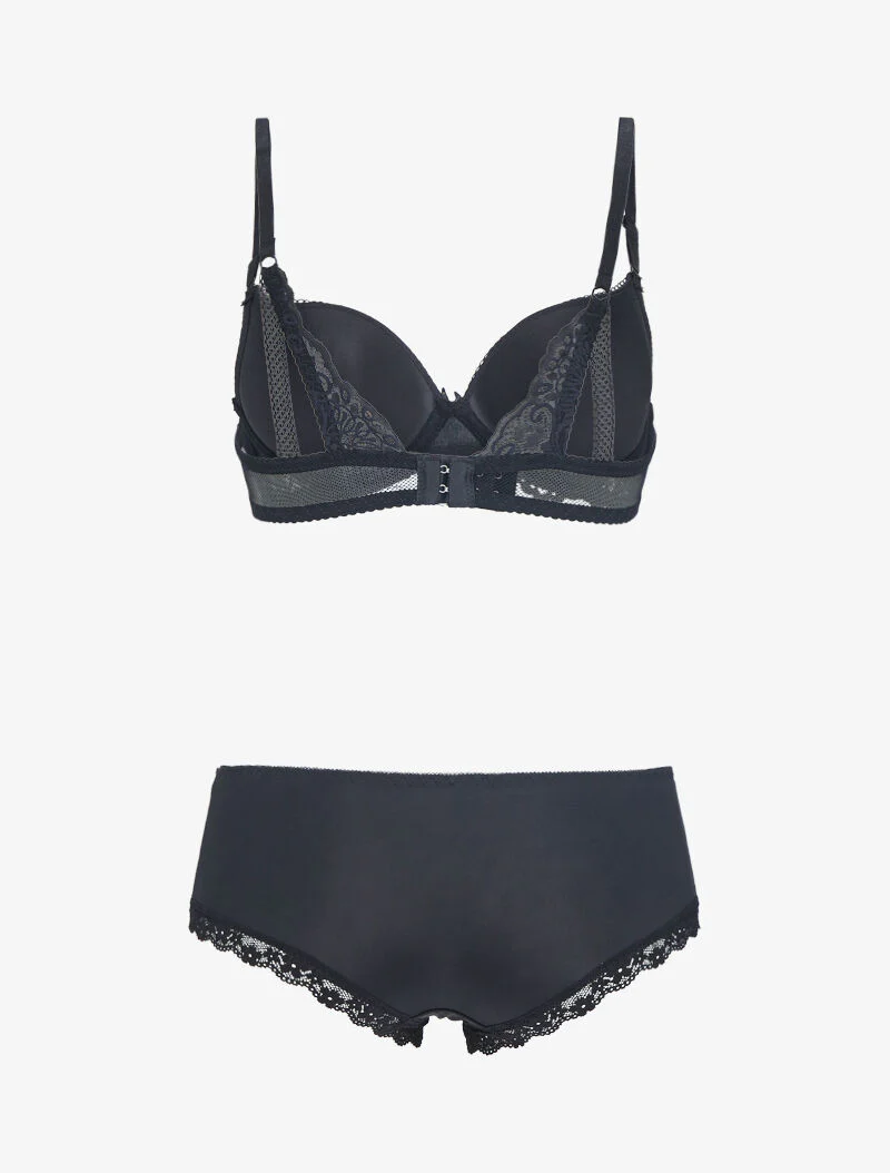 Net- en kant push-up set - zwart - Image 2