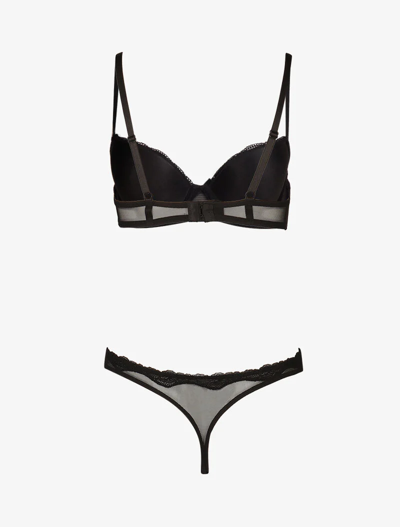 Satijnen push-up set - zwart - Image 2