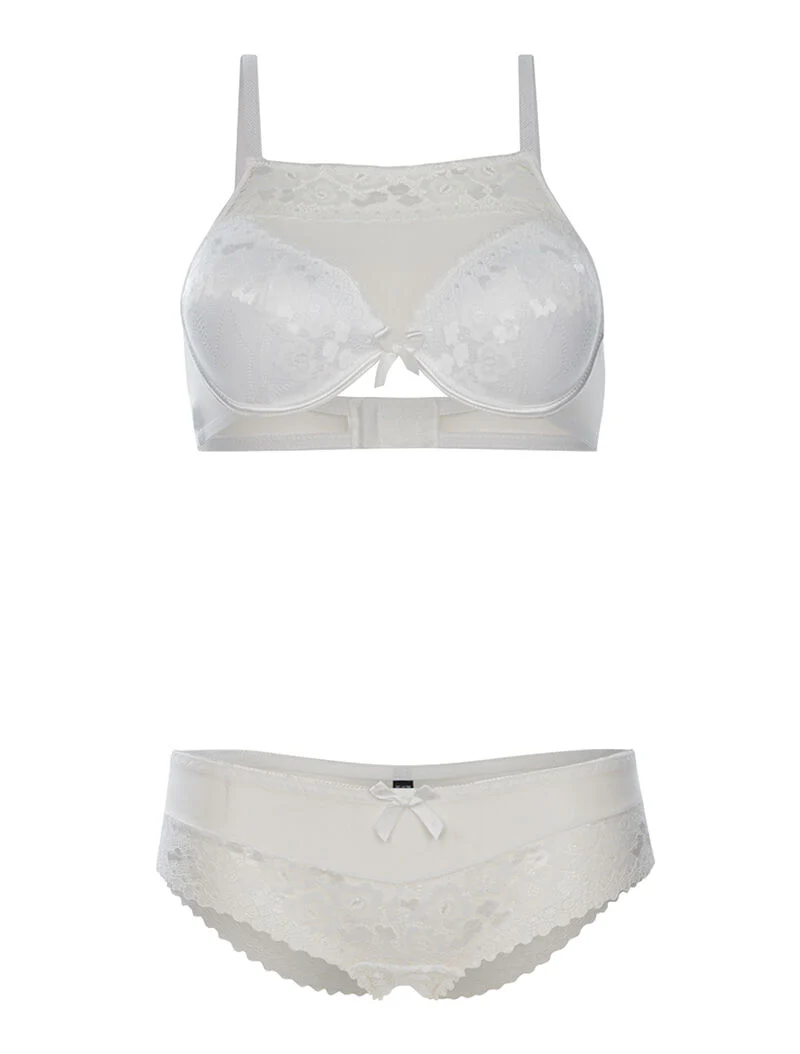 SG set met bh-effect en slip met kanten rand - wit