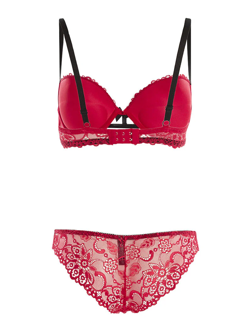 Set SG en slip met contrasterende bies - rood - Image 2
