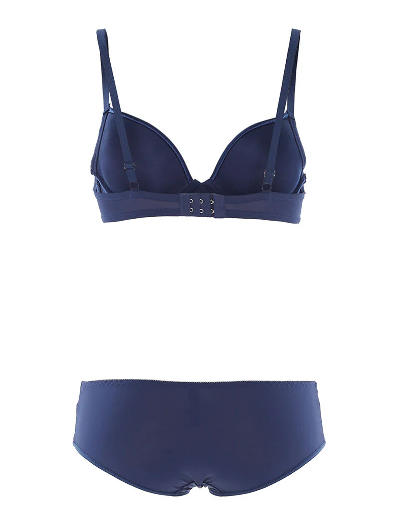 SG-set en slip met satijnen rand - marineblauw - Image 2