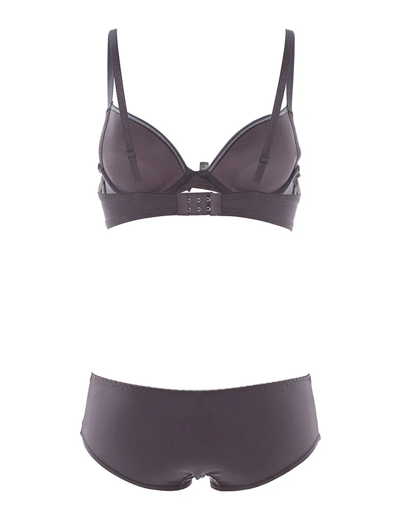 SG-set en slip met satijnen rand - antraciet - Image 2