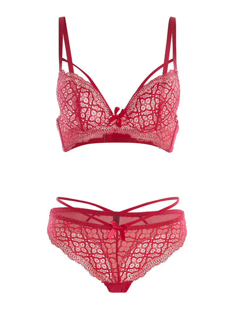 Set SG en string borst lace - fuchsia