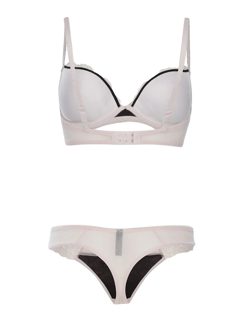 Set SG en string met contrasterend biesje - roze - Image 2
