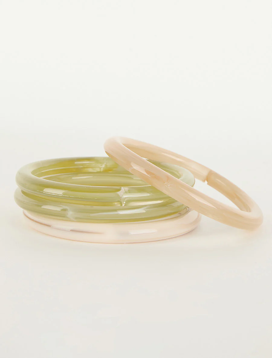 Set van 4 armbanden in gekleurde hars - Kaki - Image 2