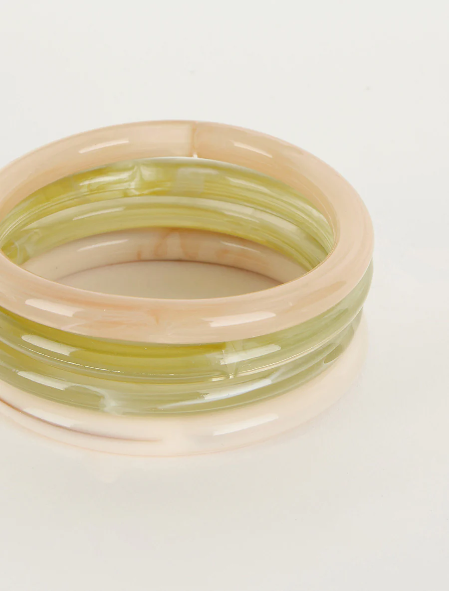 Set van 4 armbanden in gekleurde hars - Kaki - Image 3