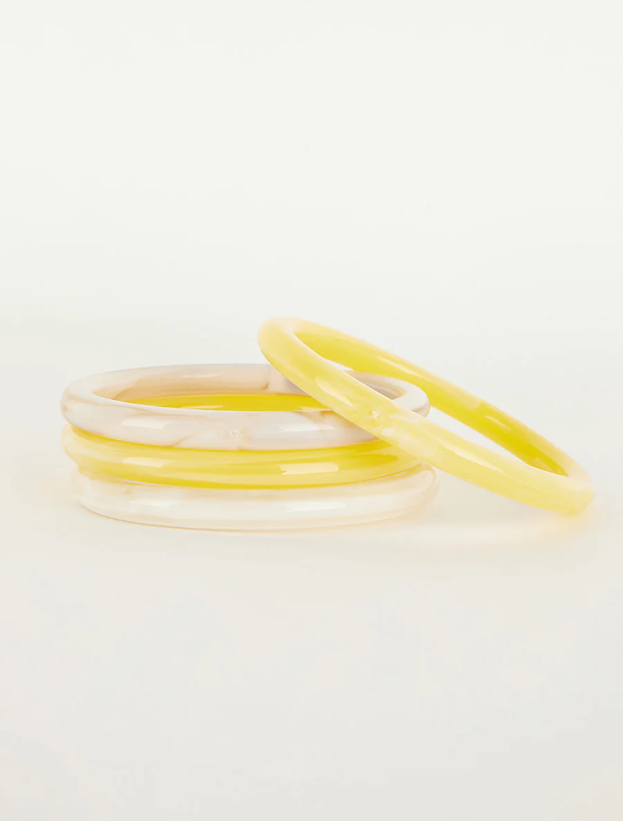 Set van 4 armbanden in gekleurde hars - Geel - Image 2
