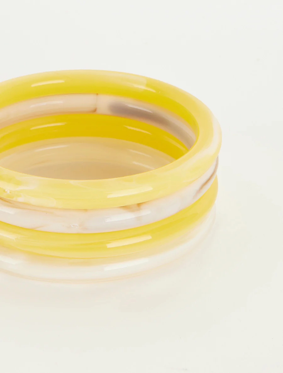 Set van 4 armbanden in gekleurde hars - Geel - Image 3