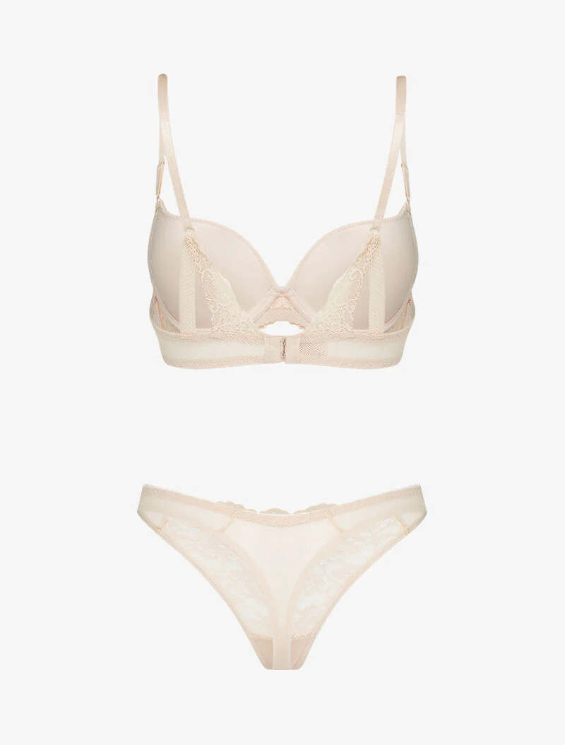 Sets met gestileerde kanten bandjes - beige - Image 2