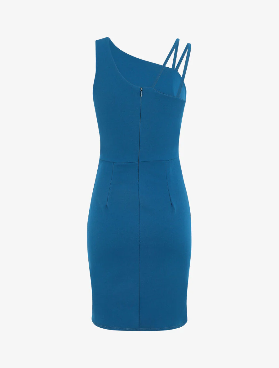 Shift-jurk met asymmetrische schouderbandjes - blauw - Image 3