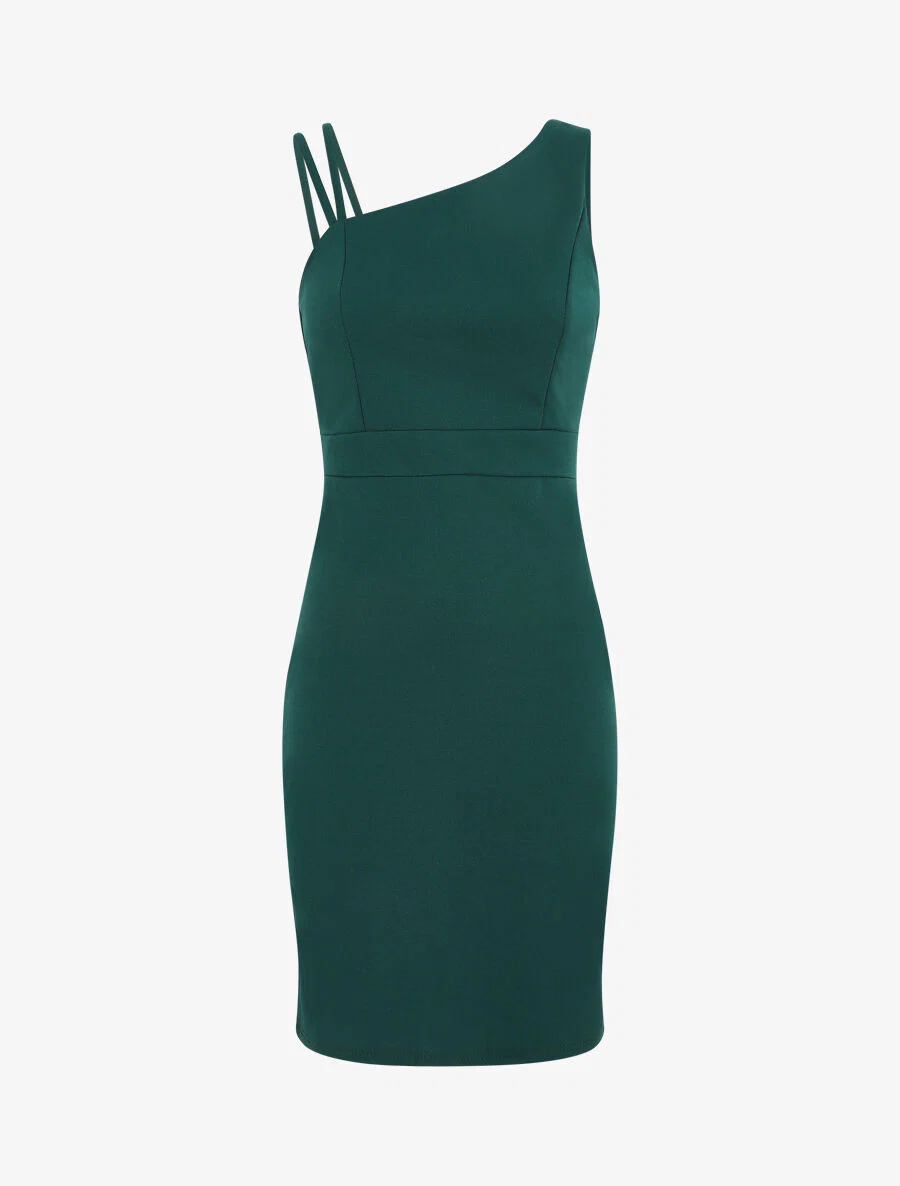 Shift-jurk met asymmetrische schouderbandjes - Dennengroen - Image 2