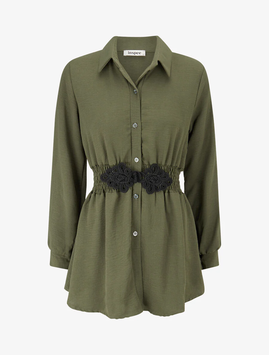 Shirt met elastische taille - Kakigroen