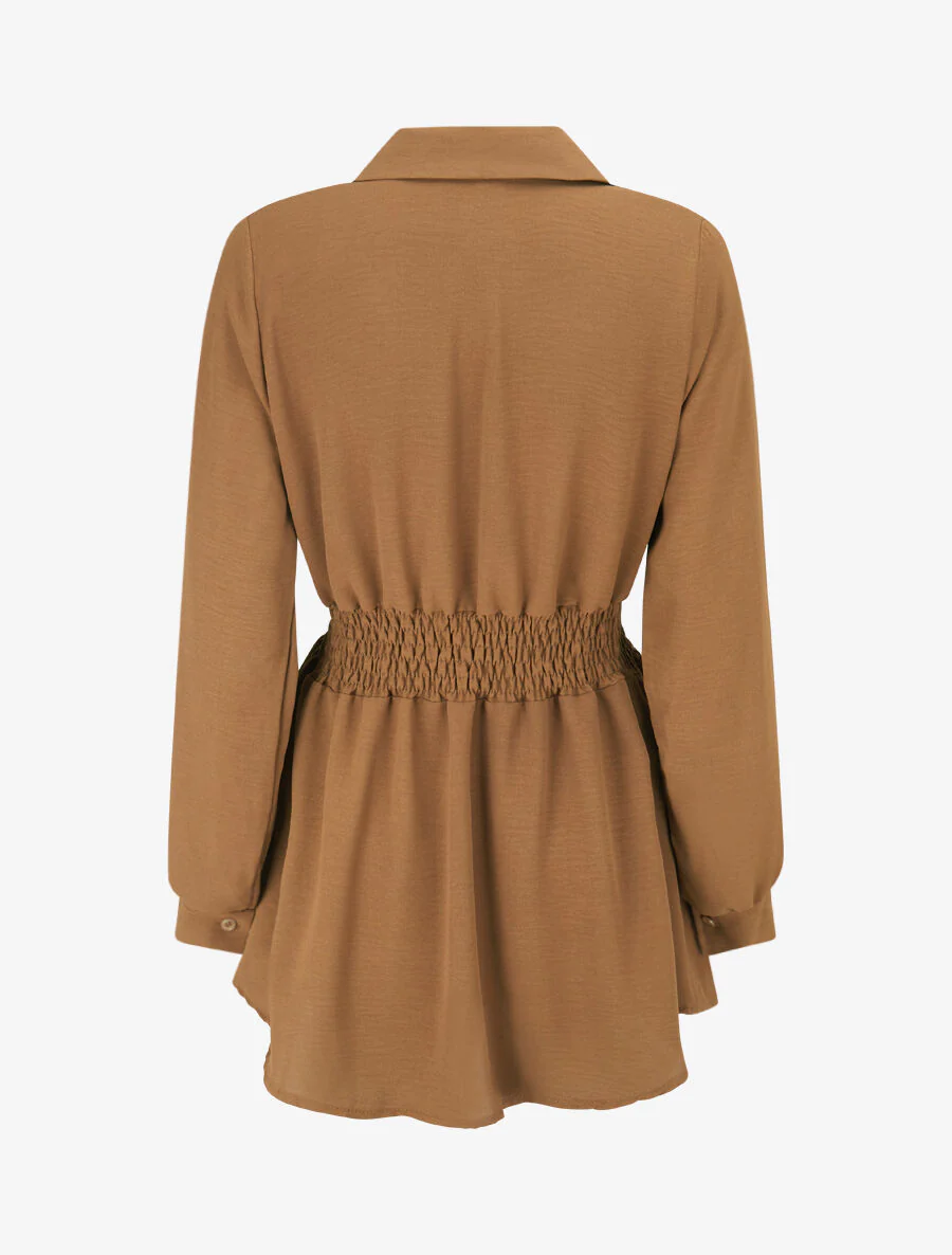 Shirt met elastische taille - Kameel - Image 2