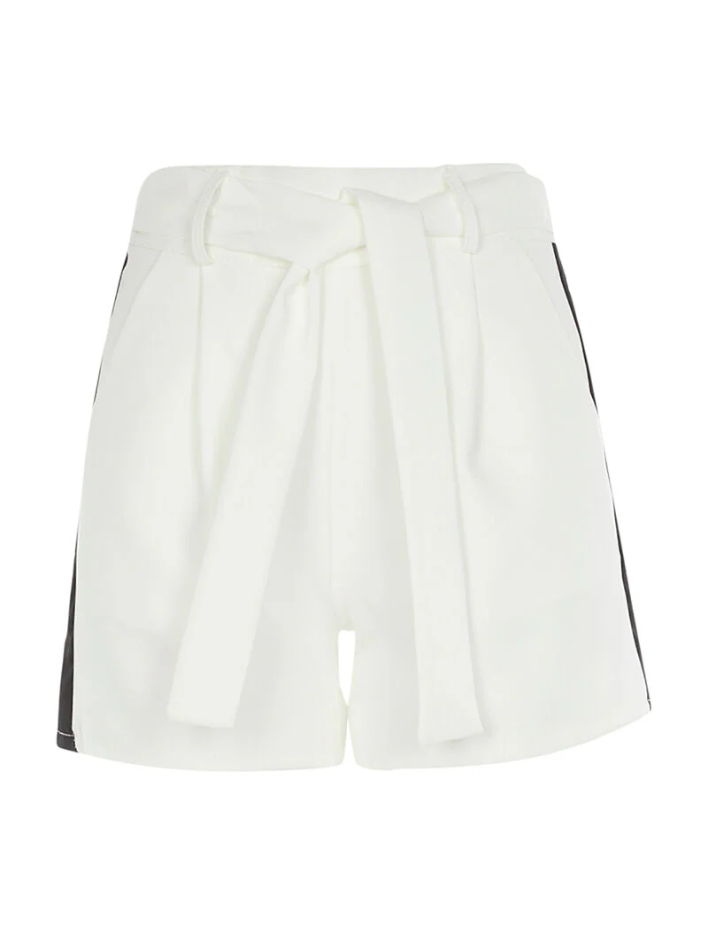 Short met brede gekleurde lijnen - wit/zwart