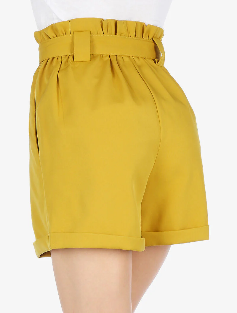 Short high waist paper bag - mosterd - Image 3