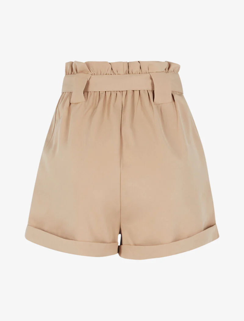 Short high-waist paper bag - donkerbeige - Image 2