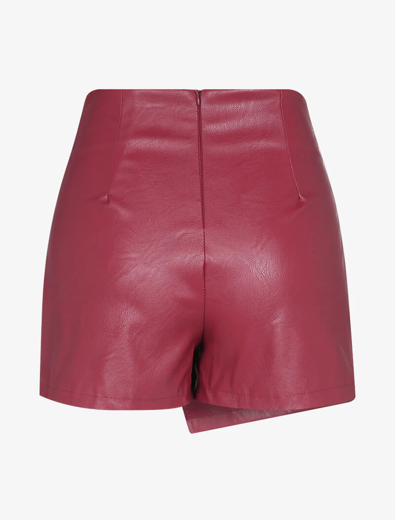 Short in imitatie trompe-l'oeil rok - Bordeaux - Image 2
