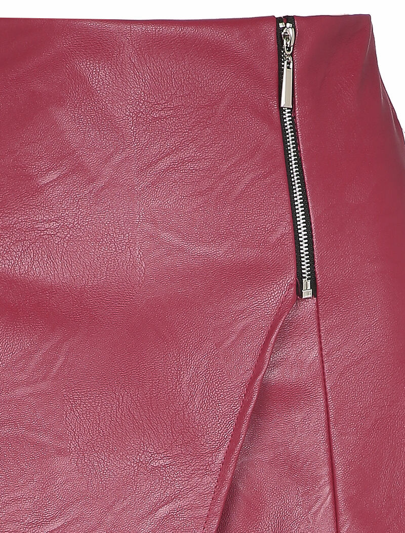 Short in imitatie trompe-l'oeil rok - Bordeaux - Image 3
