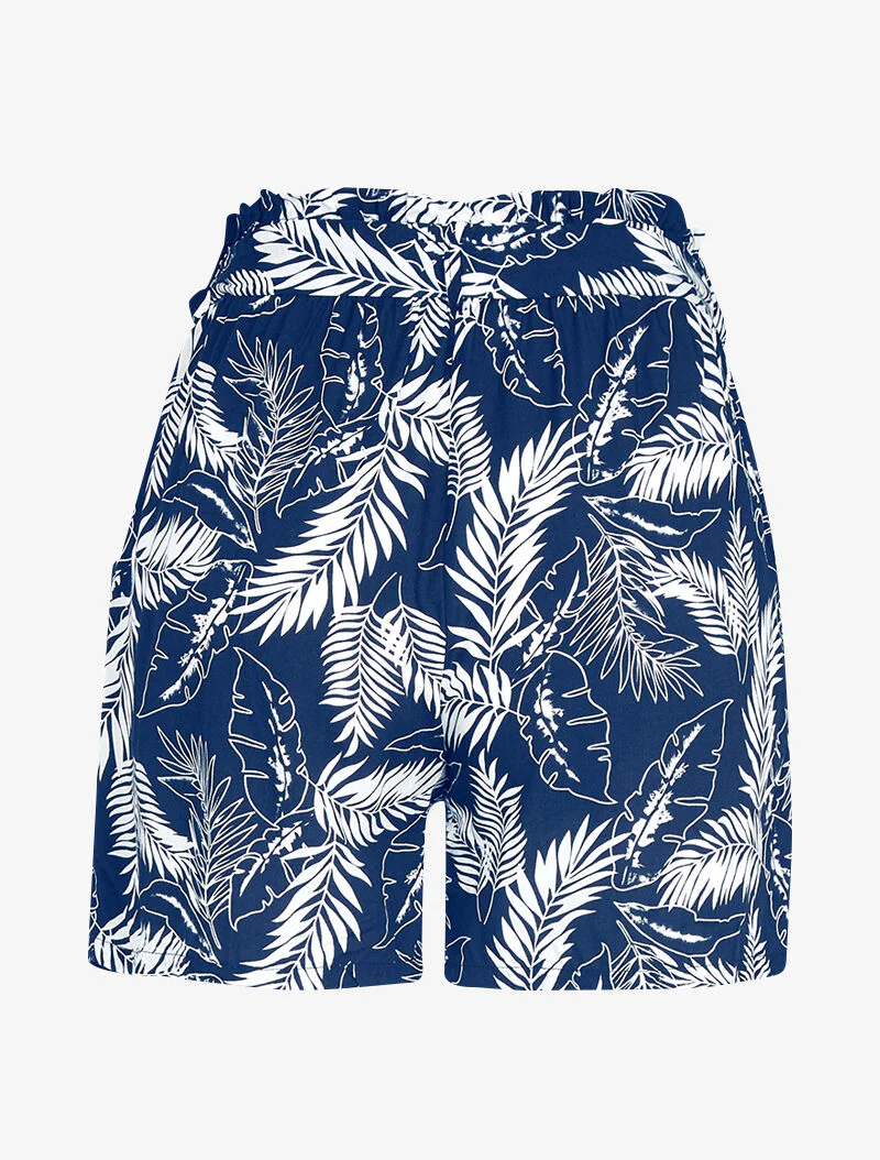 Short met bladprint - marineblauw - Image 2