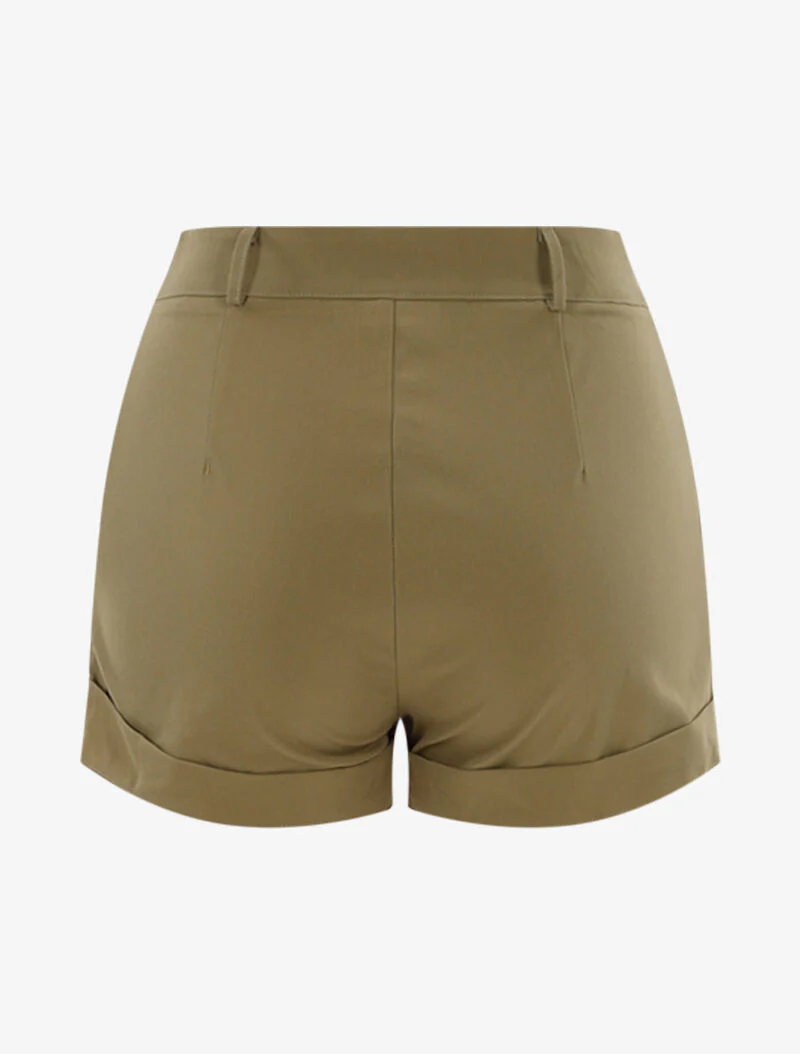 Short met decoratieve knopen - kaki - Image 2