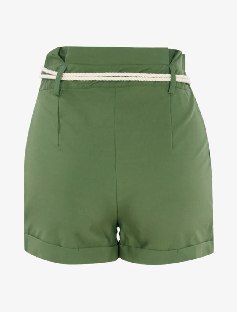 Short uni met ceintuur in touwstijl - kaki - Image 2