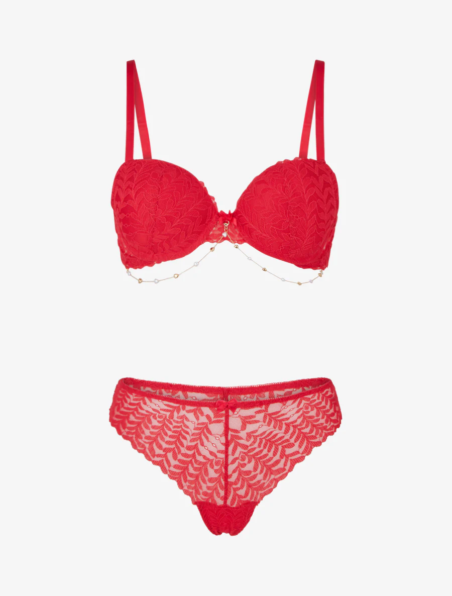 Sieradenset lingerie met hartjes - Rood - Image 2