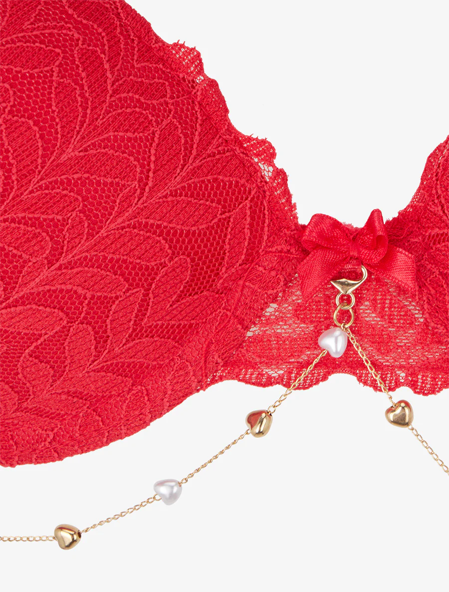 Sieradenset lingerie met hartjes - Rood - Image 4