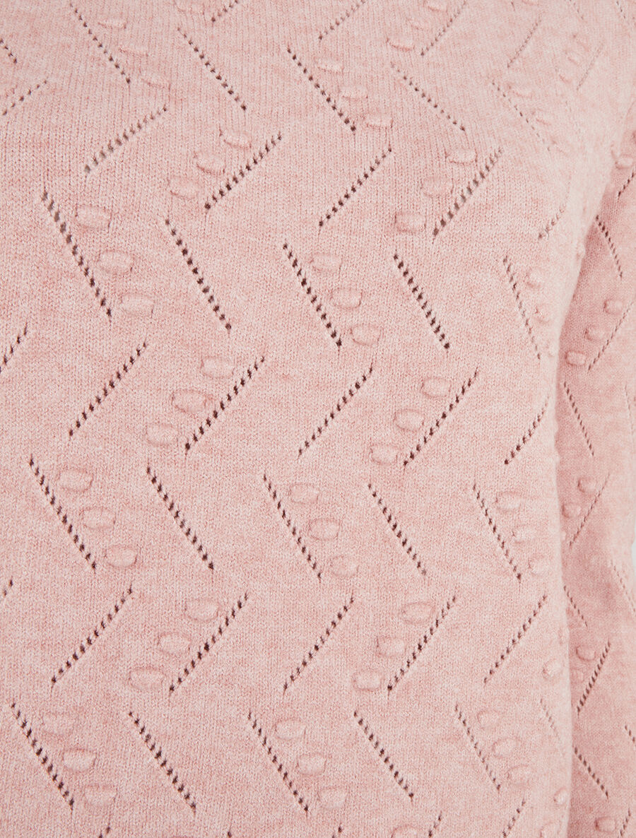 Sierlijk gebreide trui met ronde hals - Roze - Image 3