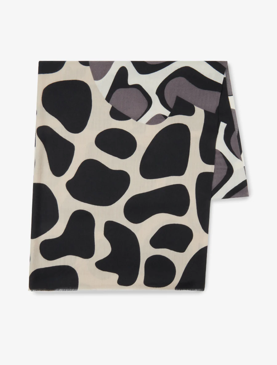 Sjaal met abstracte print - Zwart - Image 2