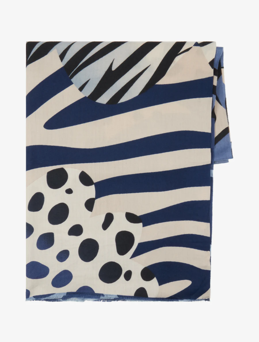 Sjaal met abstracte print - Blauw - Image 2