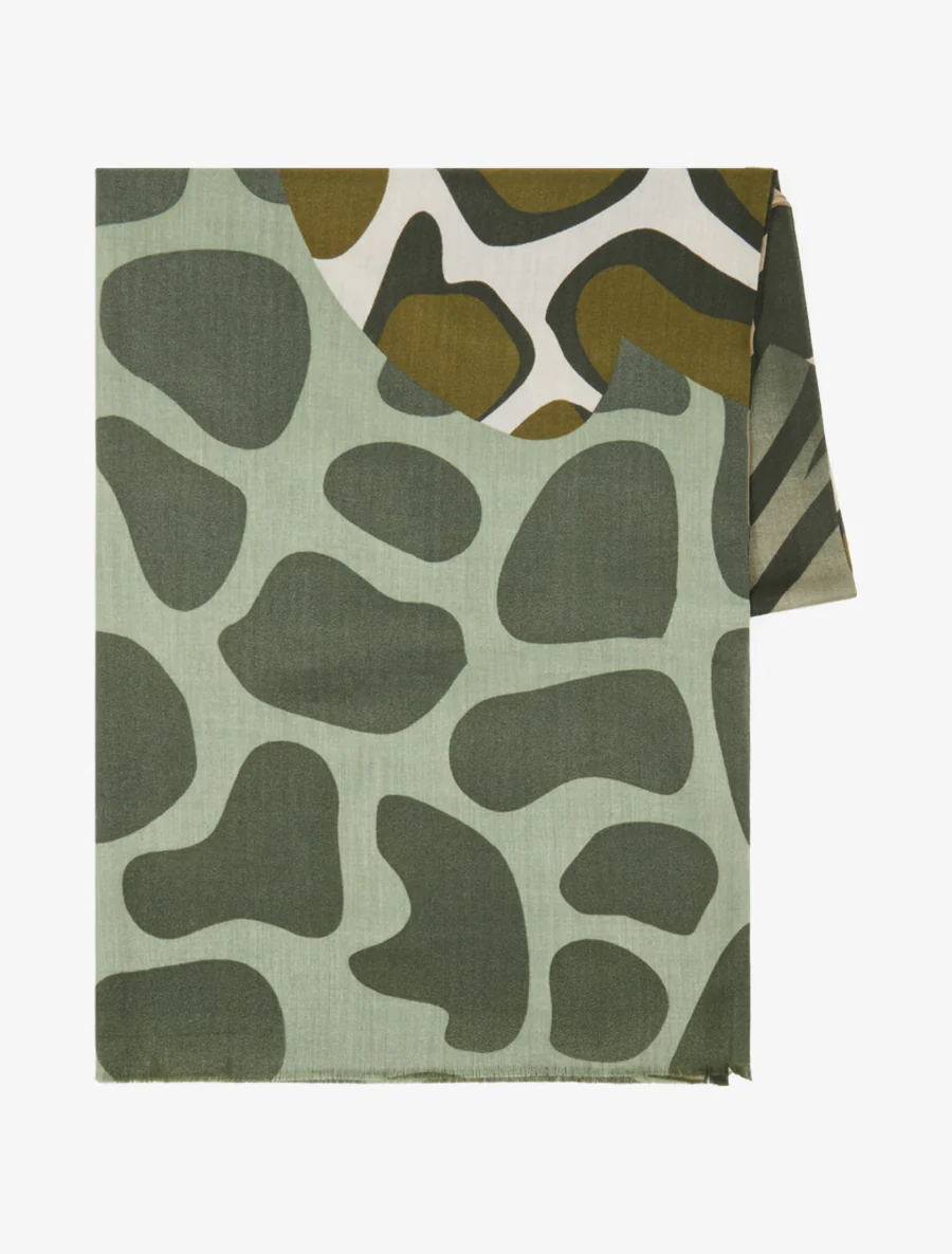 Sjaal met abstracte print - Kaki - Image 2