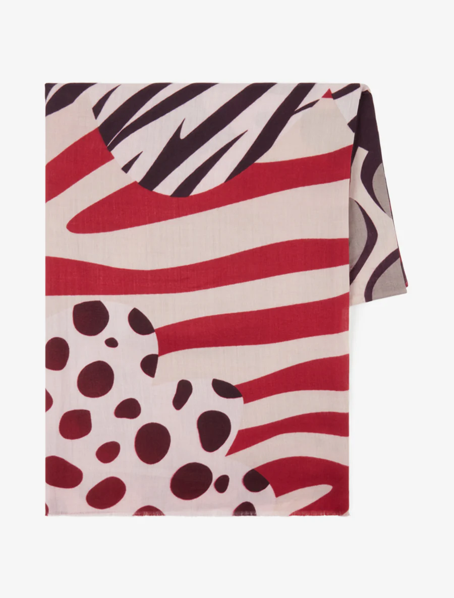 Sjaal met abstracte print - Bordeaux - Image 2