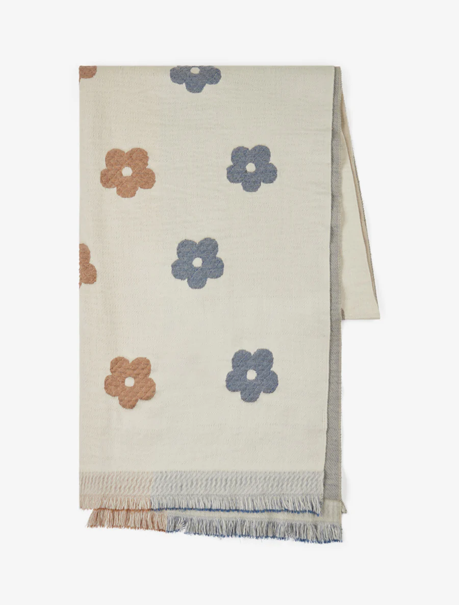 Sjaal met bloemenmotief - Beige - Image 2