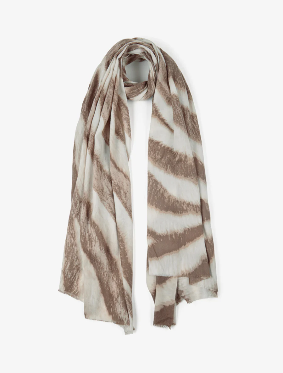 Sjaal met gesmolten golfprint - Beige