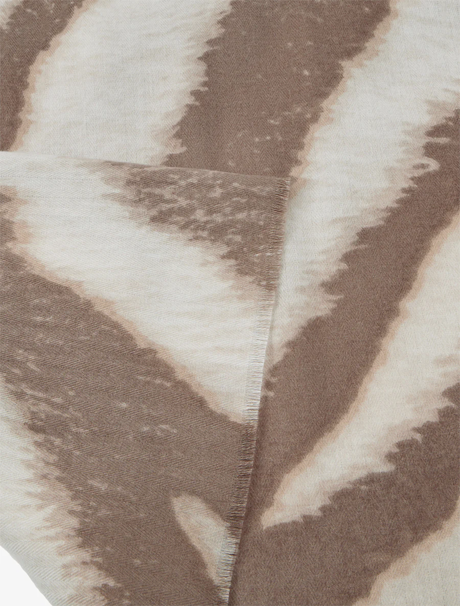 Sjaal met gesmolten golfprint - Beige - Image 3