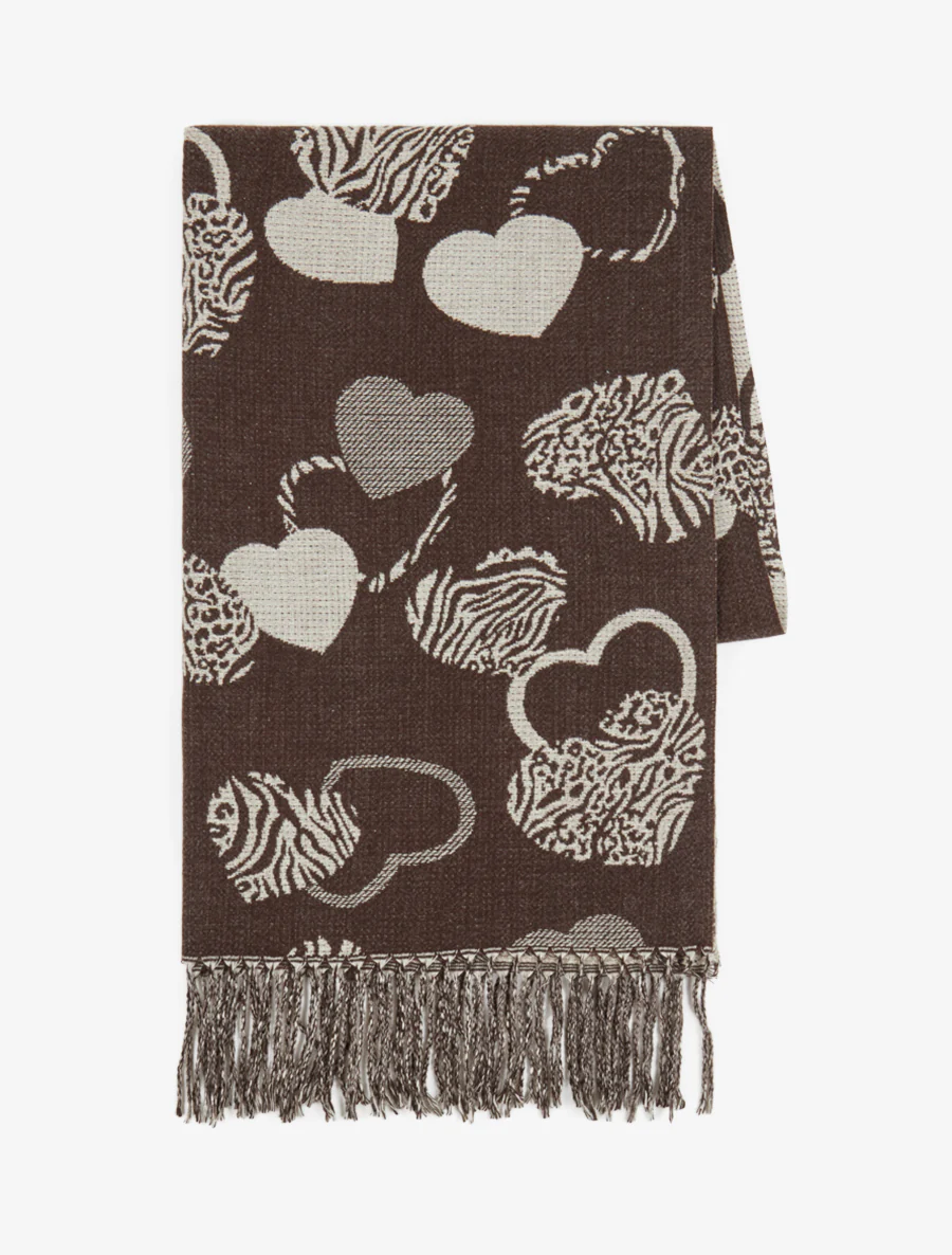 Sjaal met zebra hartenprint - Bruin - Image 2
