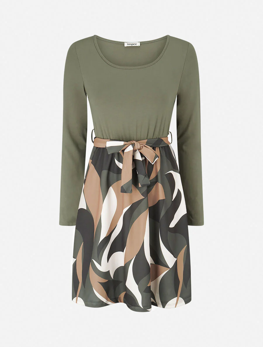 Skaterjurk met rok met print - kaki