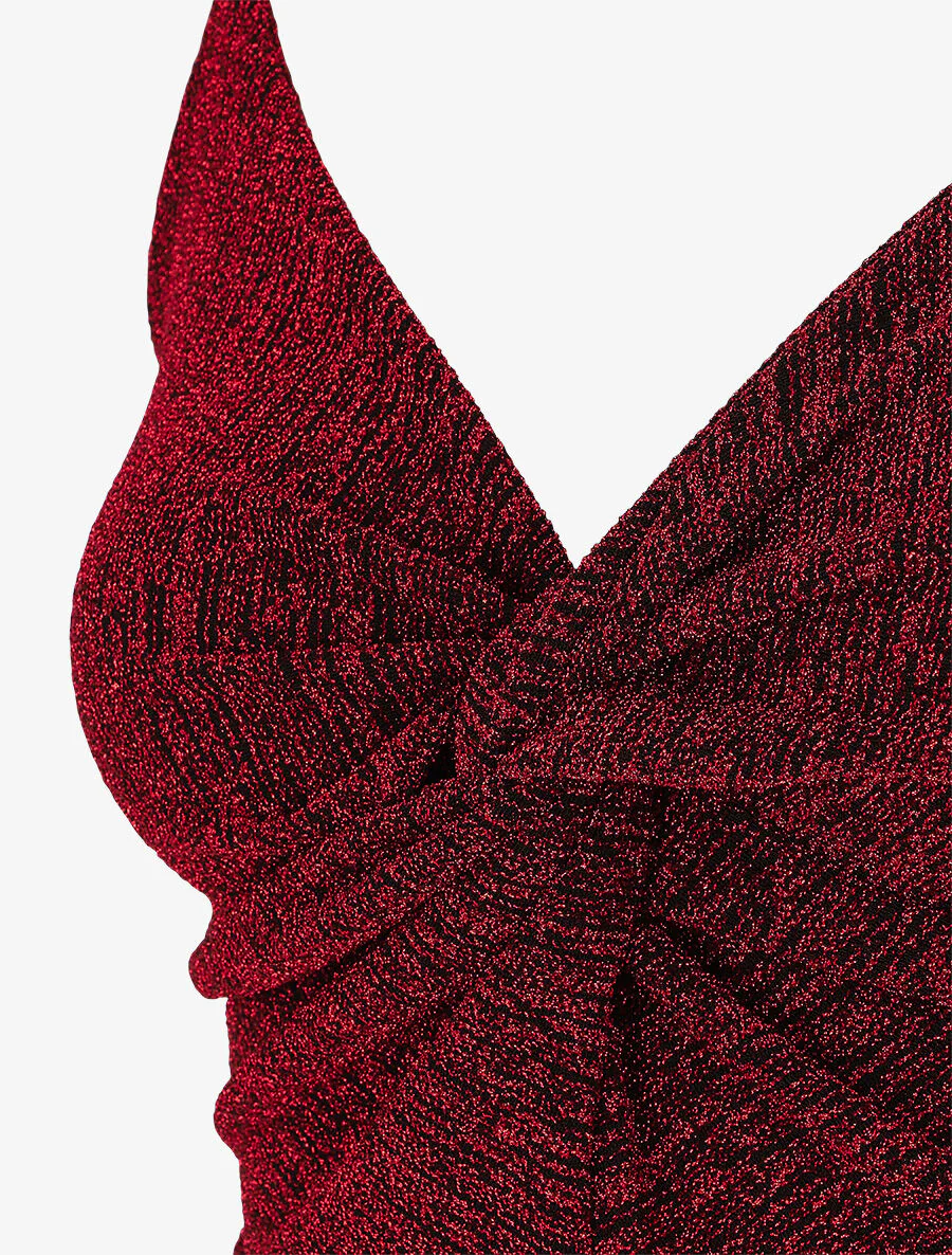 Skaterjurk met schouderbandjes en glitters - Rood - Image 3