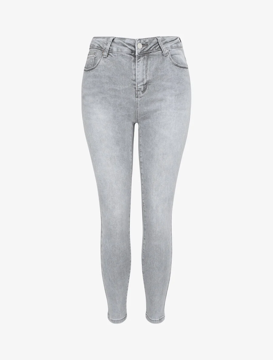 Skinny jeans met gebleekt effect - Lichtgrijs