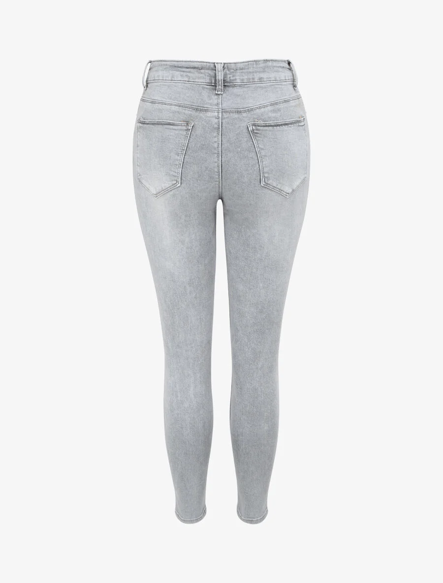 Skinny jeans met gebleekt effect - Lichtgrijs - Image 2